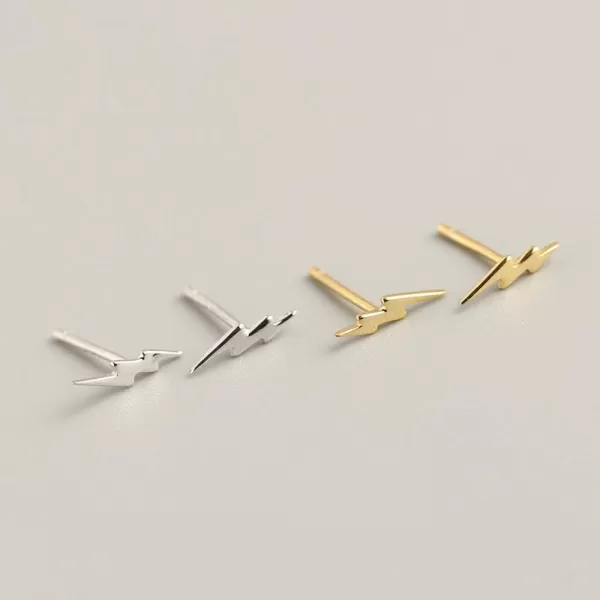 Sterling Silver Lightning Bolt Tiny Stud Earrings for Women Girls Men Hypoallergenic Pierced Ear Minimalist Polished Mini Flash Thunder Button Tragus Post Pin Body Jewelry95mm Silver