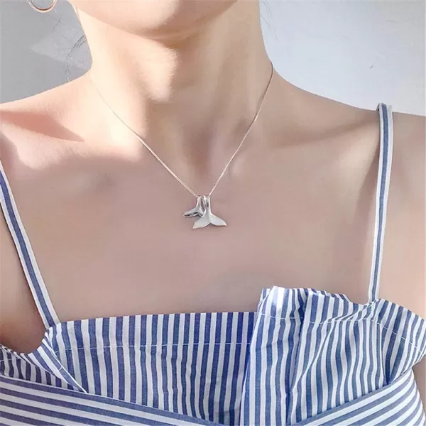 Sterling Silver Necklace with Double Mermaid Tail Pendants for Women Girls Men Delicate Personalized Polished Fish Whale Tail Pendant Dangling 18 Chain Fashion JewelrySterling Silver Necklace with Double Mermaid Tail Pendants for Women Girls Men Delicate Personalized Polished Fish Whale Tail Pendant Dangling 18 Chain Fashion Jewelry
