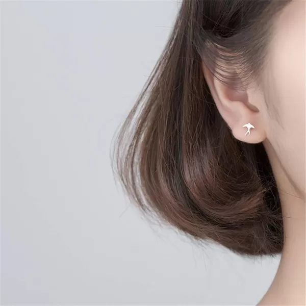 Swallow Bird Sterling Silver Earrings for Women Girls Cute Hummingbird Cuff Wrap Crawler Climber Stud Earrings Asymmetrical Brushed Animal Post Pin Delicate Piercing Ear Jewelry SilverSwallow Bird Sterling Silver Earrings for Women Girls Cute Hummingbird Cuff Wrap Crawler Climber Stud Earrings Asymmetrical Brushed Animal Post Pin Delicate Piercing Ear Jewelry Silver
