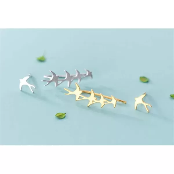 Swallow Bird Sterling Silver Earrings for Women Girls Cute Hummingbird Cuff Wrap Crawler Climber Stud Earrings Asymmetrical Brushed Animal Post Pin Delicate Piercing Ear Jewelry SilverSwallow Bird Sterling Silver Earrings for Women Girls Cute Hummingbird Cuff Wrap Crawler Climber Stud Earrings Asymmetrical Brushed Animal Post Pin Delicate Piercing Ear Jewelry Silver