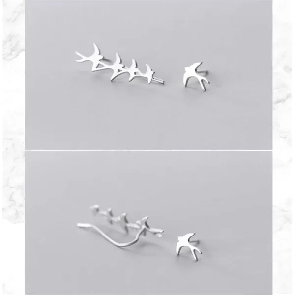 Swallow Bird Sterling Silver Earrings for Women Girls Cute Hummingbird Cuff Wrap Crawler Climber Stud Earrings Asymmetrical Brushed Animal Post Pin Delicate Piercing Ear Jewelry SilverSwallow Bird Sterling Silver Earrings for Women Girls Cute Hummingbird Cuff Wrap Crawler Climber Stud Earrings Asymmetrical Brushed Animal Post Pin Delicate Piercing Ear Jewelry Silver