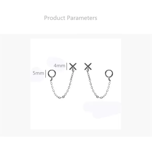 Tassel Symbol Chain Drop Dangle Stud Earrings for Women Girls 925 Sterling Silver Double Piercing Female Gender Sign Studs Crawler Climber Letter X O Post Fashion Personalized Jewelry Unique GiftsSilver
