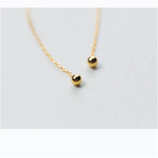 Threader Bead Tassel Drop Earrings for Women Girls S925 Sterling Silver 2mm Tiny Ball Long Chain Dangle Minimalism Ear Piercing Studs Jewelry Hypoallergenic Fashion Gifts35mm gold plated
