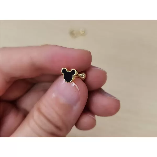 Tiny Black Mouse Earrings for Women Girls Sterling Silver Hypoallergenic 20G Barbell Small Screw Back Ball Piercing Studs Mice Silhouette Button Enameled Tragus PostTiny Black Mouse Earrings for Women Girls Sterling Silver Hypoallergenic 20G Barbell Small Screw Back Ball Piercing Studs Mice Silhouette Button Enameled Tragus Post