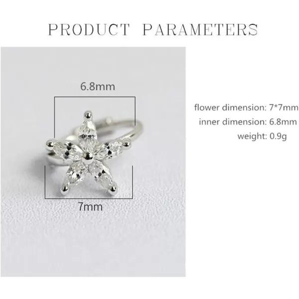 Tiny CZ Hoop Earrings Mini Cartilage Studs for Girls Women Teens S925 Sterling Silver Pierced Upper Ear Cubic Zirconia Daisy Cuff Earrings Hypoallergenic Dainty Body Jewelry 6mmwhite gold plated