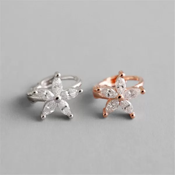 Tiny CZ Hoop Earrings Mini Cartilage Studs for Girls Women Teens S925 Sterling Silver Pierced Upper Ear Cubic Zirconia Daisy Cuff Earrings Hypoallergenic Dainty Body Jewelry 6mmrose gold plated