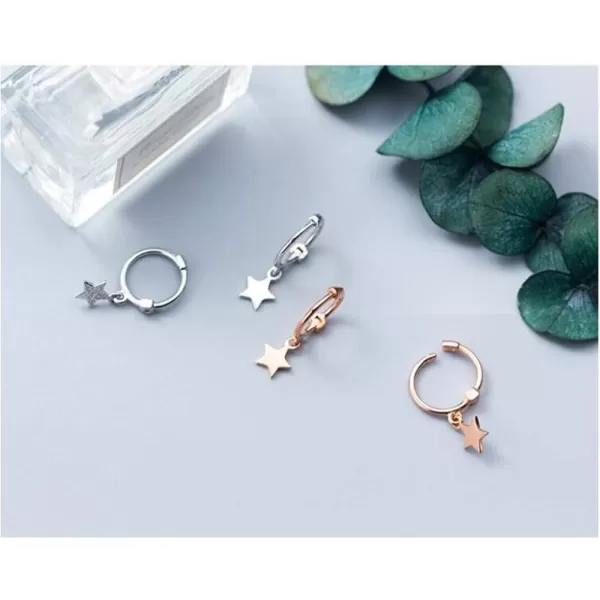 Tiny Star Dangle Sterling Silver Small Hoop Earrings for Women Teen Girls Cartilage Cute Sleeper Dainty Huggie Hoops Drop Dangle Hypoallergenic Jewelry Birthday Gifts for best Friend Rose Gold PlatedTiny Star Dangle Sterling Silver Small Hoop Earrings for Women Teen Girls Cartilage Cute Sleeper Dainty Huggie Hoops Drop Dangle Hypoallergenic Jewelry Birthday Gifts for best Friend Rose Gold Plated