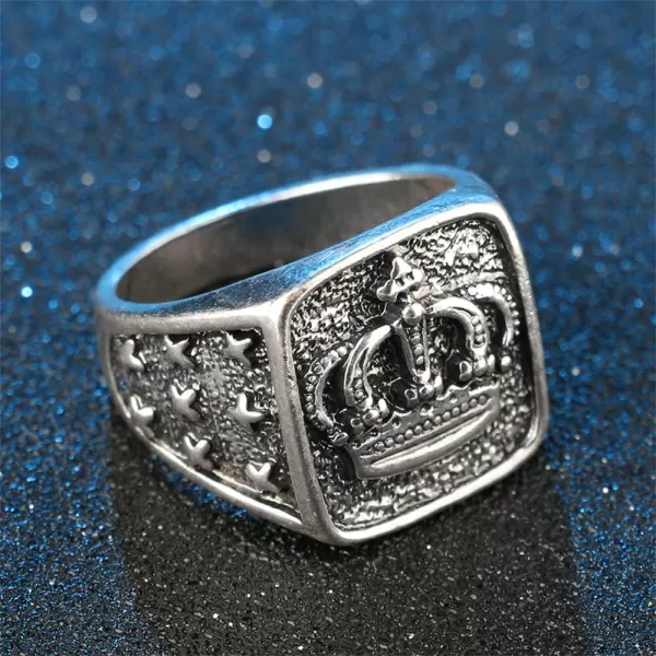 Unisex King Princess Crown Signet Statement Ring for Women Men Silver Plated Square Wide Band Finger Rings Cross Star Engraved Comfort Fit Personalized Jewelry Gifts for Father Brother Sister Size 9Unisex King Princess Crown Signet Statement Ring for Women Men Silver Plated Square Wide Band Finger Rings Cross Star Engraved Comfort Fit Personalized Jewelry Gifts for Father Brother Sister Size 9