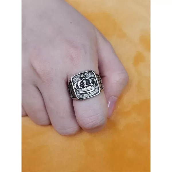 Unisex King Princess Crown Signet Statement Ring for Women Men Silver Plated Square Wide Band Finger Rings Cross Star Engraved Comfort Fit Personalized Jewelry Gifts for Father Brother Sister Size 9Unisex King Princess Crown Signet Statement Ring for Women Men Silver Plated Square Wide Band Finger Rings Cross Star Engraved Comfort Fit Personalized Jewelry Gifts for Father Brother Sister Size 9