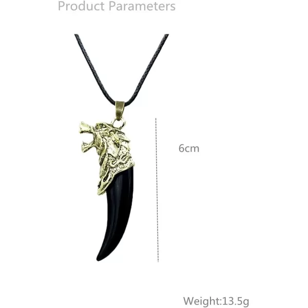 Vintage Dragon Wolf Fang Tooth Pendant Necklace for Men Women Gold Tone Unisex Punk Rock Black Cone Braided Rope Chain Adjustable Bohemian Artificial Tribal JewelryVintage Dragon Wolf Fang Tooth Pendant Necklace for Men Women Gold Tone Unisex Punk Rock Black Cone Braided Rope Chain Adjustable Bohemian Artificial Tribal Jewelry
