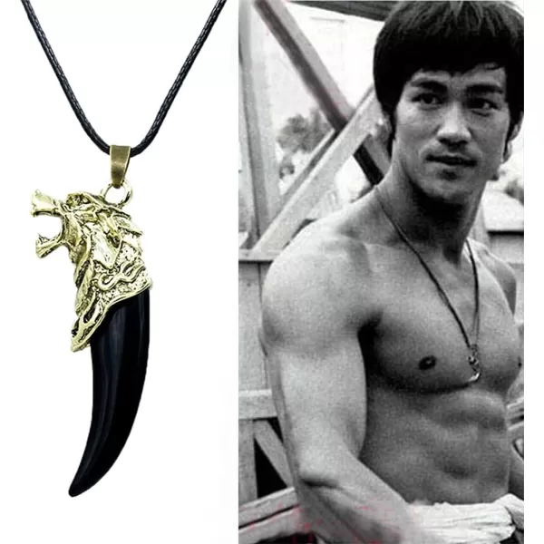 Vintage Dragon Wolf Fang Tooth Pendant Necklace for Men Women Gold Tone Unisex Punk Rock Black Cone Braided Rope Chain Adjustable Bohemian Artificial Tribal JewelryVintage Dragon Wolf Fang Tooth Pendant Necklace for Men Women Gold Tone Unisex Punk Rock Black Cone Braided Rope Chain Adjustable Bohemian Artificial Tribal Jewelry