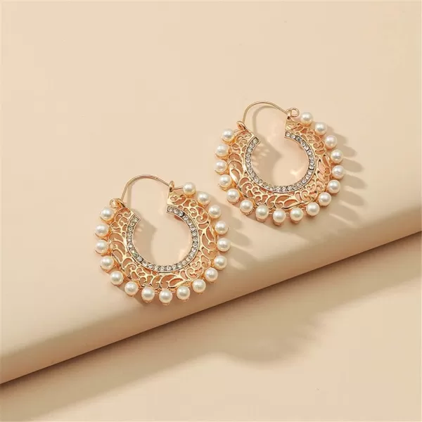 Vintage Pearl Filigree Hoop Earrings for Women Girls Imitation Cubic Zirconia Gold Dangle Statement Drop Huggie Big Hoops Hypoallergenic Bohemian Jewelry Dainty Party Wedding GiftsVintage Pearl Filigree Hoop Earrings for Women Girls Imitation Cubic Zirconia Gold Dangle Statement Drop Huggie Big Hoops Hypoallergenic Bohemian Jewelry Dainty Party Wedding Gifts