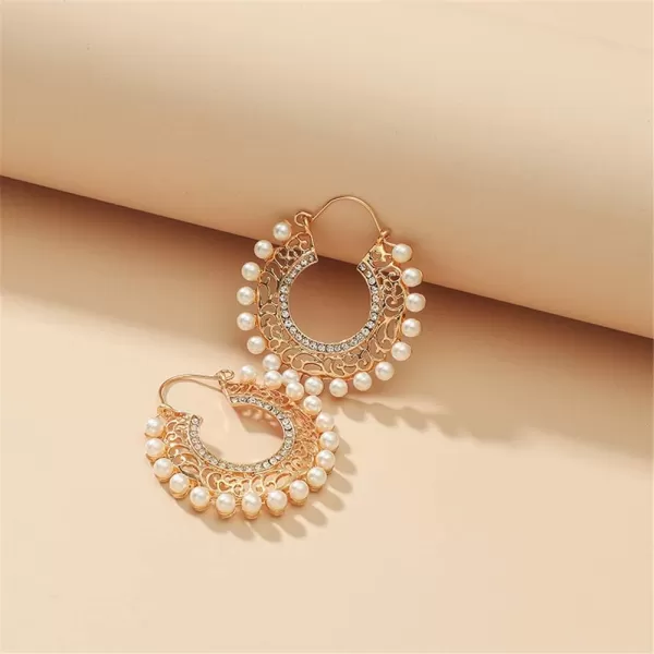 Vintage Pearl Filigree Hoop Earrings for Women Girls Imitation Cubic Zirconia Gold Dangle Statement Drop Huggie Big Hoops Hypoallergenic Bohemian Jewelry Dainty Party Wedding GiftsVintage Pearl Filigree Hoop Earrings for Women Girls Imitation Cubic Zirconia Gold Dangle Statement Drop Huggie Big Hoops Hypoallergenic Bohemian Jewelry Dainty Party Wedding Gifts
