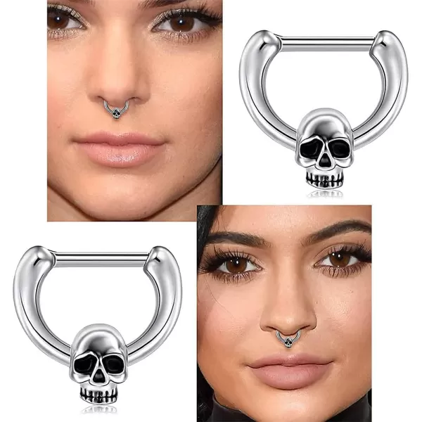 Vintage Skull 16G Stainless Steel Piercing Nose Ring Septum Hinged Segment Daith Small Hoop for Women Girls Tiny Cartilage Conch Tragus Stud Earring 5mm Hypoallergenic Body Pierced Jewelry 1 PCSVintage Skull 16G Stainless Steel Piercing Nose Ring Septum Hinged Segment Daith Small Hoop for Women Girls Tiny Cartilage Conch Tragus Stud Earring 5mm Hypoallergenic Body Pierced Jewelry 1 PCS