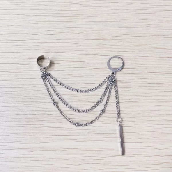 Vintage Tassel Dangle Ear Cuff Crawler Climber Earring for Women Girls Stainless Steel Cartilage Small Hoop Wrap Vine Clip on Layered Chain Drop Fashion Lightweight Comfy Jewelry 1 PieceBar