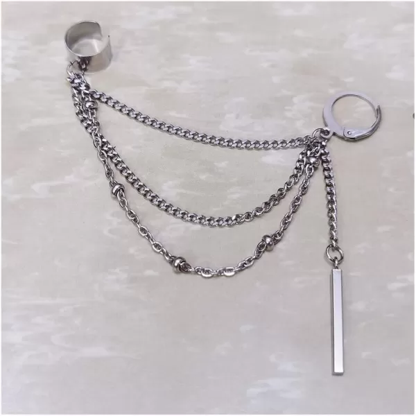 Vintage Tassel Dangle Ear Cuff Crawler Climber Earring for Women Girls Stainless Steel Cartilage Small Hoop Wrap Vine Clip on Layered Chain Drop Fashion Lightweight Comfy Jewelry 1 PieceBar