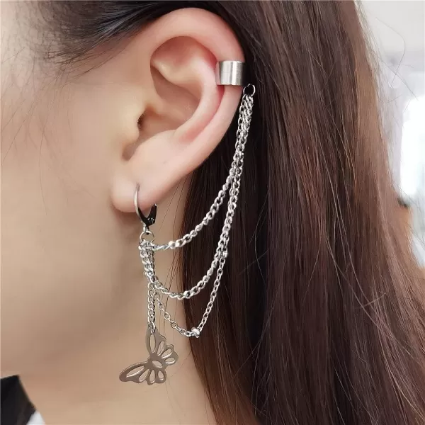 Vintage Tassel Dangle Ear Cuff Crawler Climber Earring for Women Girls Stainless Steel Cartilage Small Hoop Wrap Vine Clip on Layered Chain Drop Fashion Lightweight Comfy Jewelry 1 Piece ButterflyVintage Tassel Dangle Ear Cuff Crawler Climber Earring for Women Girls Stainless Steel Cartilage Small Hoop Wrap Vine Clip on Layered Chain Drop Fashion Lightweight Comfy Jewelry 1 Piece Butterfly