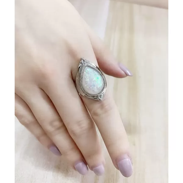Vintage Teardrop Statement Ring for Women Girls Silvery Imitation Opal Water Drop Big Wide Band Finger Rings Comfort Fit Retro Bollywood Indian Style Wedding Birthday Party Cosplay Y2K Jewelry Size 8Vintage Teardrop Statement Ring for Women Girls Silvery Imitation Opal Water Drop Big Wide Band Finger Rings Comfort Fit Retro Bollywood Indian Style Wedding Birthday Party Cosplay Y2K Jewelry Size 8