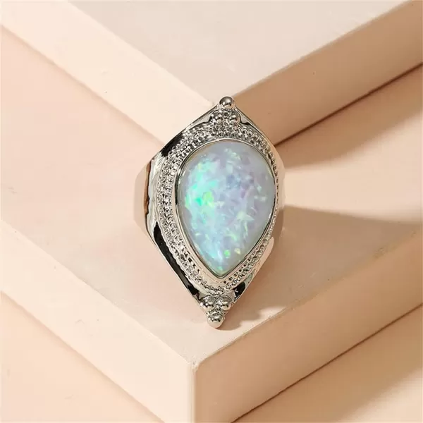 Vintage Teardrop Statement Ring for Women Girls Silvery Imitation Opal Water Drop Big Wide Band Finger Rings Comfort Fit Retro Bollywood Indian Style Wedding Birthday Party Cosplay Y2K Jewelry Size 8Vintage Teardrop Statement Ring for Women Girls Silvery Imitation Opal Water Drop Big Wide Band Finger Rings Comfort Fit Retro Bollywood Indian Style Wedding Birthday Party Cosplay Y2K Jewelry Size 8