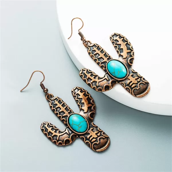 Vintage Turquoise Cactus Dangle Earrings for Women Girls Texture Plant Blue Birthstone Long Charms Statement Drop Dangling Hook Stud Boho Retro Lightweight Birthday Holiday Jewelry GiftsVintage Turquoise Cactus Dangle Earrings for Women Girls Texture Plant Blue Birthstone Long Charms Statement Drop Dangling Hook Stud Boho Retro Lightweight Birthday Holiday Jewelry Gifts
