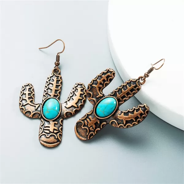 Vintage Turquoise Cactus Dangle Earrings for Women Girls Texture Plant Blue Birthstone Long Charms Statement Drop Dangling Hook Stud Boho Retro Lightweight Birthday Holiday Jewelry GiftsVintage Turquoise Cactus Dangle Earrings for Women Girls Texture Plant Blue Birthstone Long Charms Statement Drop Dangling Hook Stud Boho Retro Lightweight Birthday Holiday Jewelry Gifts