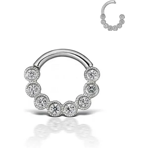 16G Sterling Silver Piercing Nose Ring Bezel Cubic Zirconia Septum Hinged Segment Daith 8mm Small Hoop for Women Girls CZ Cartilage Tragus Stud Earring Hypoallergenic Body Pierced Jewelry 1 Piece16G Sterling Silver Piercing Nose Ring Bezel Cubic Zirconia Septum Hinged Segment Daith 8mm Small Hoop for Women Girls CZ Cartilage Tragus Stud Earring Hypoallergenic Body Pierced Jewelry 1 Piece