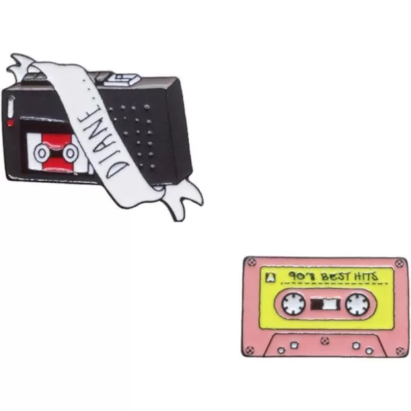2pcs Vintage Cassette Type Brooches for Women Girls Men Fashion Enameled Black Pink Lapel Pins Badge Dress Suit Scarft Accessories Holiday Party Valentines Jewelry Souvenir Gifts Friends2pcs Vintage Cassette Type Brooches for Women Girls Men Fashion Enameled Black Pink Lapel Pins Badge Dress Suit Scarft Accessories Holiday Party Valentines Jewelry Souvenir Gifts Friends