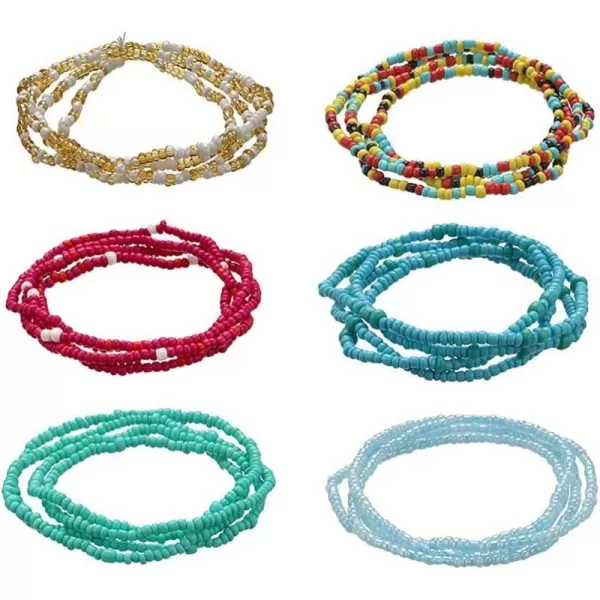 6 PCS Boho Bead Elastic Waits Chain Layered Choker Necklaces Bracelets for Women Girls Bohemian Colorful Beaded Belly Chains Summer Bikini Beach Pool Vacation Y2K Body Jewelry6 PCS Boho Bead Elastic Waits Chain Layered Choker Necklaces Bracelets for Women Girls Bohemian Colorful Beaded Belly Chains Summer Bikini Beach Pool Vacation Y2K Body Jewelry