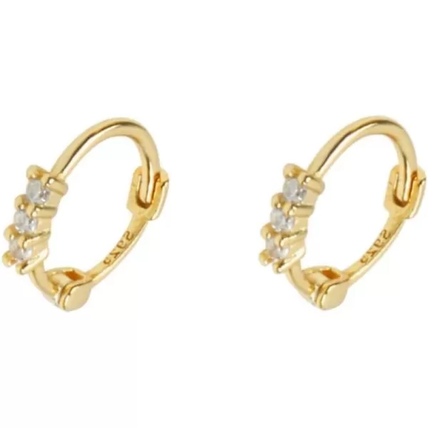 8mm Sterling Silver CZ Huggie Small Hoop Earrings for Women Girl Hypoallergenic Tiny Sleeper Cartilage Cuff Jewerly14k Gold Plated