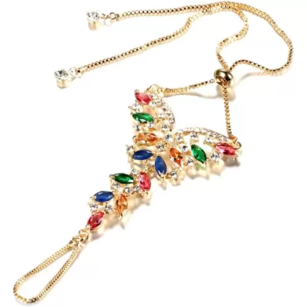 Boho Butterfly Finger Ring Bracelet for Women Girls 14K Gold Plated Colorful Cubic Zirconia Slave Hand Chain Harness Bangle Gypsy Bollywood Wedding Birthday Christmas Party Y2K Jewelry Delicate Gift 1 PCBoho Butterfly Finger Ring Bracelet for Women Girls 14K Gold Plated Colorful Cubic Zirconia Slave Hand Chain Harness Bangle Gypsy Bollywood Wedding Birthday Christmas Party Y2K Jewelry Delicate Gift 1 PC