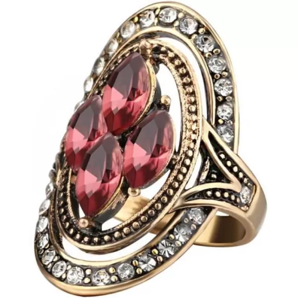 Boho Red CZ Wedding Statement Ring for Women Girls Vintage Bohemian Round Wide Band Rings Comfort Fit Retro Ethnic Indian Bollywood Christmas Cocktail Party Art Deco Jewelry Size 8Boho Red CZ Wedding Statement Ring for Women Girls Vintage Bohemian Round Wide Band Rings Comfort Fit Retro Ethnic Indian Bollywood Christmas Cocktail Party Art Deco Jewelry Size 8