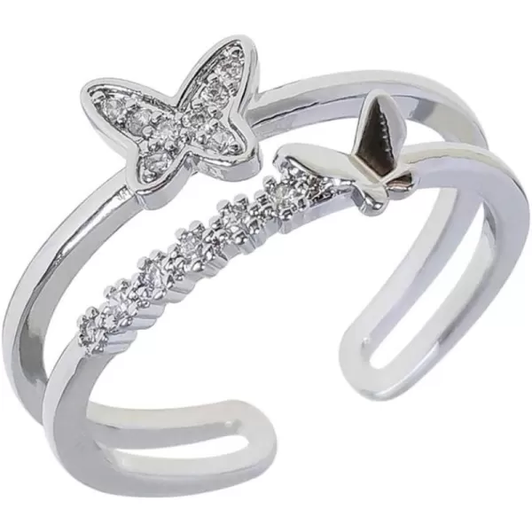 CZ Butterfly 925 Sterling Silver Ring for Women Girls Crystal Promise Statement Stacking Expandable Open Rings Adjustable Hand Made Jewelry Dainty Birthday Anniversary Christmas Valentines GiftsCZ Butterfly 925 Sterling Silver Ring for Women Girls Crystal Promise Statement Stacking Expandable Open Rings Adjustable Hand Made Jewelry Dainty Birthday Anniversary Christmas Valentines Gifts