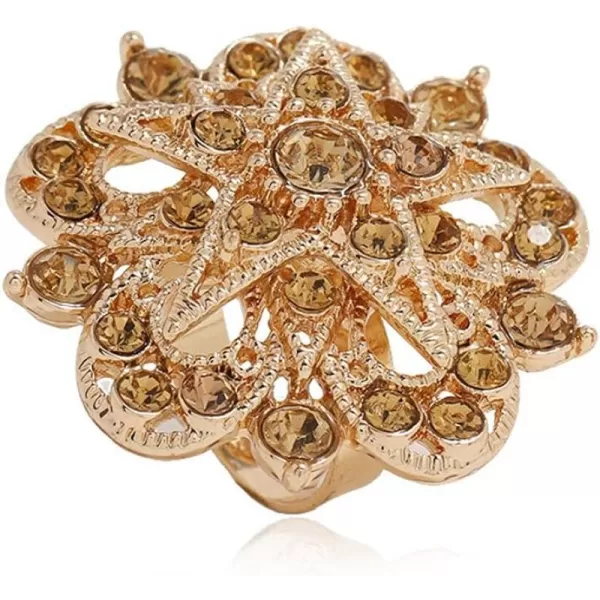 CZ Filigree Star Flower Statement Ring for Women Girls Gold Plated Yellow Crystal Chunky Wide Band Rings Comfort Fit Boho Retro Promise Engagement Wedding Birthday JewelryCZ Filigree Star Flower Statement Ring for Women Girls Gold Plated Yellow Crystal Chunky Wide Band Rings Comfort Fit Boho Retro Promise Engagement Wedding Birthday Jewelry