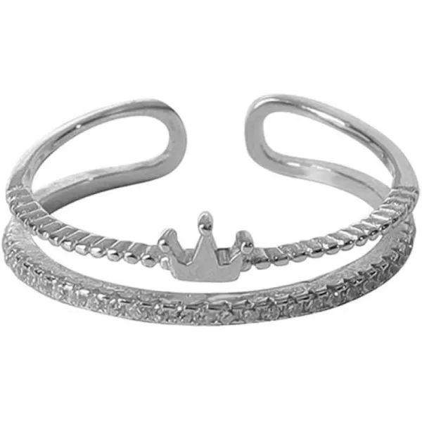 CZ Princess Crown 925 Sterling Silver Ring for Women Girls Crystal Promise Statement Expandable Layered Beaded Open Rings Adjustable Comfort Fit Jewelry Dainty Birthday Christmas Valentines GiftsCZ Princess Crown 925 Sterling Silver Ring for Women Girls Crystal Promise Statement Expandable Layered Beaded Open Rings Adjustable Comfort Fit Jewelry Dainty Birthday Christmas Valentines Gifts