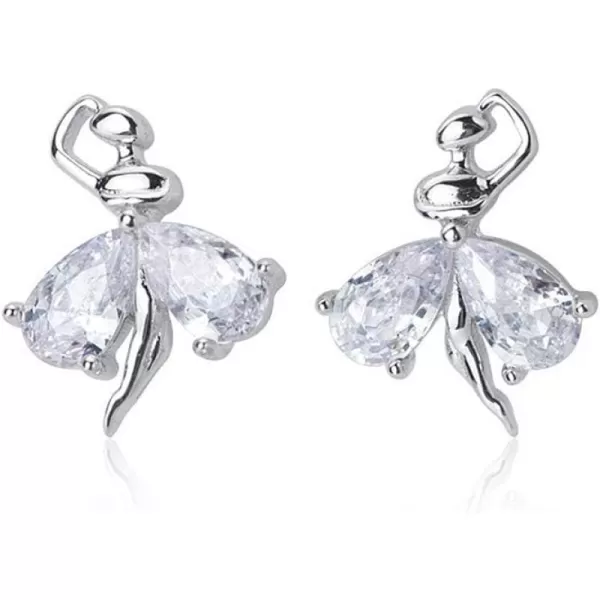 Crystal Ballet Dancer Sterling Silver Stud Earrings for Women Girls CZ Nickel Free Tiny Small Dancing Ballerina Cartilage Cuff Tragus Lucky Post Dainty Cute Jewelry Gifts for DaughterCrystal Ballet Dancer Sterling Silver Stud Earrings for Women Girls CZ Nickel Free Tiny Small Dancing Ballerina Cartilage Cuff Tragus Lucky Post Dainty Cute Jewelry Gifts for Daughter