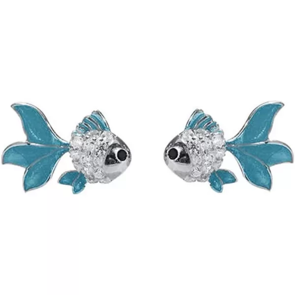 Cute Koi Fish Stud Earrings for Women Girls 925 Sterling Silver Clear Black CZ Enamel Tiny Small Animal Pet Carp Tropical Fishes Nickel Free Lifelike Jewelry Dainty Birthday GiftsCute Koi Fish Stud Earrings for Women Girls 925 Sterling Silver Clear Black CZ Enamel Tiny Small Animal Pet Carp Tropical Fishes Nickel Free Lifelike Jewelry Dainty Birthday Gifts