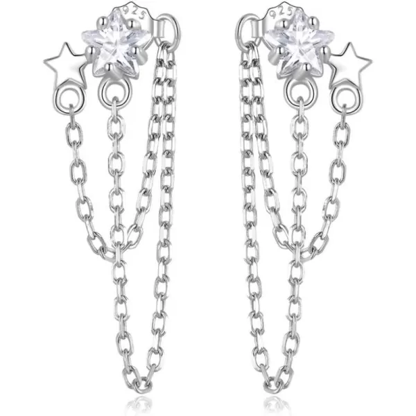 Cute Stars Tassel Earrings 925 Sterling Silver Chain Dangle Drop Earring for Women Girls Hypoallergenic Cubic Zirconia Shooting Star Studs Fashion Exquisite Lightweight Jewelry Gifts ChristmasCute Stars Tassel Earrings 925 Sterling Silver Chain Dangle Drop Earring for Women Girls Hypoallergenic Cubic Zirconia Shooting Star Studs Fashion Exquisite Lightweight Jewelry Gifts Christmas