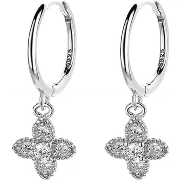 Dainty Cubic Zirconia Flower Dangle Small Hoop Earrings for Women Girls 925 Sterling Silver Diamond Four Leaf Clover Huggie Hoops Cuff Cartilage Piercing Wrap JewelryDainty Cubic Zirconia Flower Dangle Small Hoop Earrings for Women Girls 925 Sterling Silver Diamond Four Leaf Clover Huggie Hoops Cuff Cartilage Piercing Wrap Jewelry