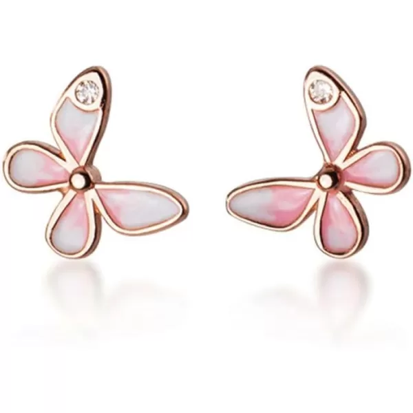 Dainty Small Butterfly Earrings for Women Girls 925 Sterling Silver 14K Rose Gold Plated Cubic Zirconia Crystal Pink Enamel Animal Insect Stud Cartilage Hypoallergenic Post Pin Jewelry GiftsDainty Small Butterfly Earrings for Women Girls 925 Sterling Silver 14K Rose Gold Plated Cubic Zirconia Crystal Pink Enamel Animal Insect Stud Cartilage Hypoallergenic Post Pin Jewelry Gifts