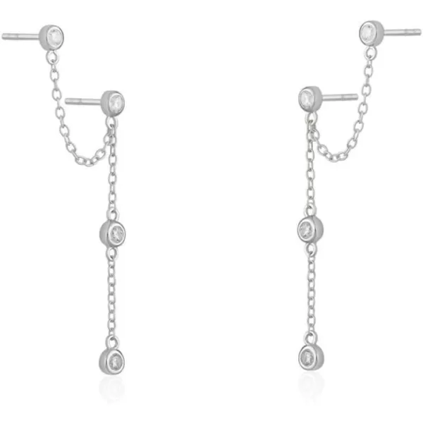 Double Round CZ Bezel Cuff Piercing Jewelry 925 Sterling Silver Tassel Chain Dangle Drop Climber Crawler Earrings for Women Girls Cubic Zirconia Hypoallergenic Dainty Gifts Birthday WeddingDouble Round CZ Bezel Cuff Piercing Jewelry 925 Sterling Silver Tassel Chain Dangle Drop Climber Crawler Earrings for Women Girls Cubic Zirconia Hypoallergenic Dainty Gifts Birthday Wedding