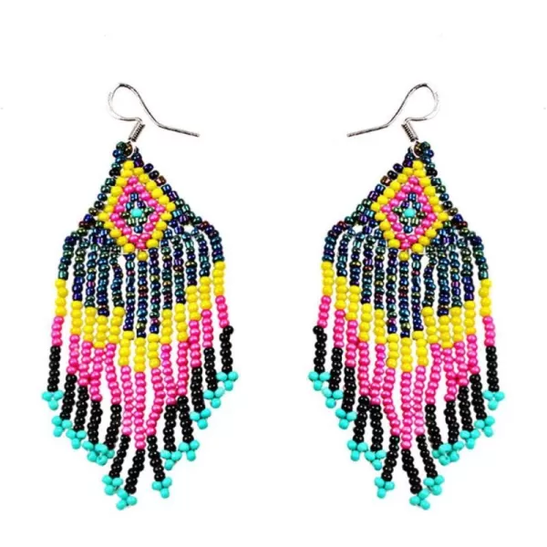 Drop Statement Earrings Handmade Boho Ethnic Beaded Dangle Hook Stud Earring Geomentic Colorized Seed Beads Chandelier Bohemian Party Exaggerated Personalized Jewelry ColorfulDrop Statement Earrings Handmade Boho Ethnic Beaded Dangle Hook Stud Earring Geomentic Colorized Seed Beads Chandelier Bohemian Party Exaggerated Personalized Jewelry Colorful