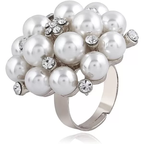 Dtja Big CZ Pearl Statement Wedding Ring for Women Girls Vintage CZ Crystal Faux Pearls Ball Flower Adjustable Open Band Wrap Birthday Cocktail Party Ring Comfort Fit Exaggerated Jewelry GiftDtja Big CZ Pearl Statement Wedding Ring for Women Girls Vintage CZ Crystal Faux Pearls Ball Flower Adjustable Open Band Wrap Birthday Cocktail Party Ring Comfort Fit Exaggerated Jewelry Gift