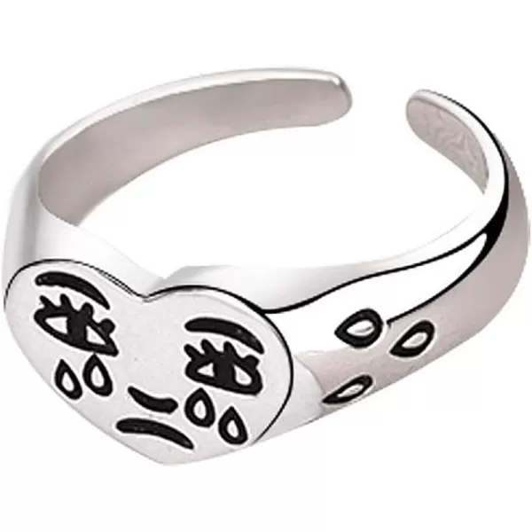 Dtja Broken Heart 925 Sterling Silver Ring for Women Girls Crying Face Statement Expandable Open Finger Ring Adjustable Valentines Birthday Anniversary Jewelry Gifts for Girl FriendDtja Broken Heart 925 Sterling Silver Ring for Women Girls Crying Face Statement Expandable Open Finger Ring Adjustable Valentines Birthday Anniversary Jewelry Gifts for Girl Friend