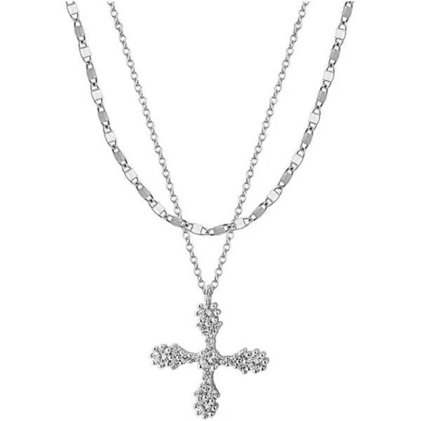 Dtja Layered Crystal Cross Pendant Necklace for Women Girls 925 Sterling Silver Cubic Zirconia Minimalist Choker Charm Chain Fashion Elegant Jewelry Valentine BoxDtja Layered Crystal Cross Pendant Necklace for Women Girls 925 Sterling Silver Cubic Zirconia Minimalist Choker Charm Chain Fashion Elegant Jewelry Valentine Box