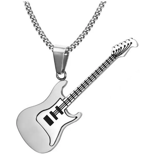 Dtja Punk Guitar Pendant Stainless Steel Necklace for Men Women Girls Personalized RampB Rock Electronic Musical Charm Chain 24 inches Fashion Vintage Jewelry Gift for Musician LoverDtja Punk Guitar Pendant Stainless Steel Necklace for Men Women Girls Personalized RampB Rock Electronic Musical Charm Chain 24 inches Fashion Vintage Jewelry Gift for Musician Lover