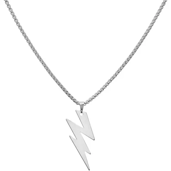 Dtja Punk Lightning Bolt Pendant Necklace for Women Men Stainless Steel Long Box Chain Fashion Hip Hop Unisex Jewelry BFF Gifts 23 InchesDtja Punk Lightning Bolt Pendant Necklace for Women Men Stainless Steel Long Box Chain Fashion Hip Hop Unisex Jewelry BFF Gifts 23 Inches