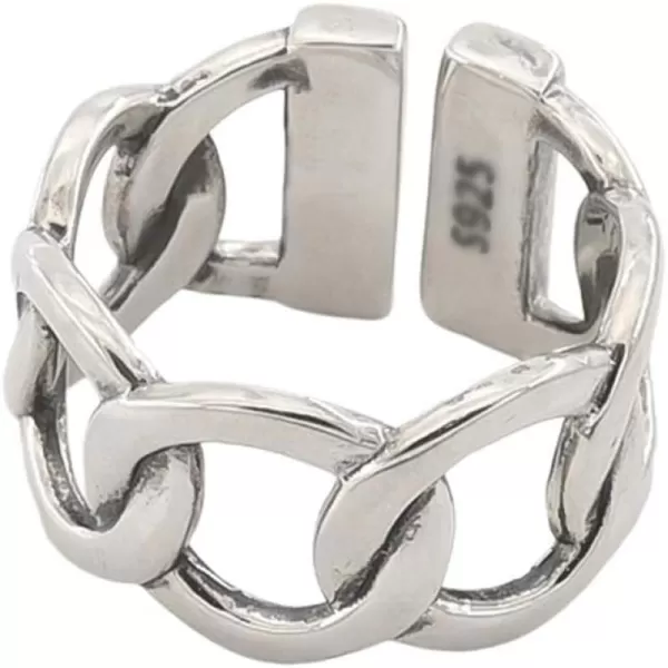 Dtja Silver Wide Open Band Ring for Women Girls Statement Cuban Link Chain Adjustable Punk Hip Hop Motorcycle Rings Comfort Fit Fashion Vintage JewelryDtja Silver Wide Open Band Ring for Women Girls Statement Cuban Link Chain Adjustable Punk Hip Hop Motorcycle Rings Comfort Fit Fashion Vintage Jewelry