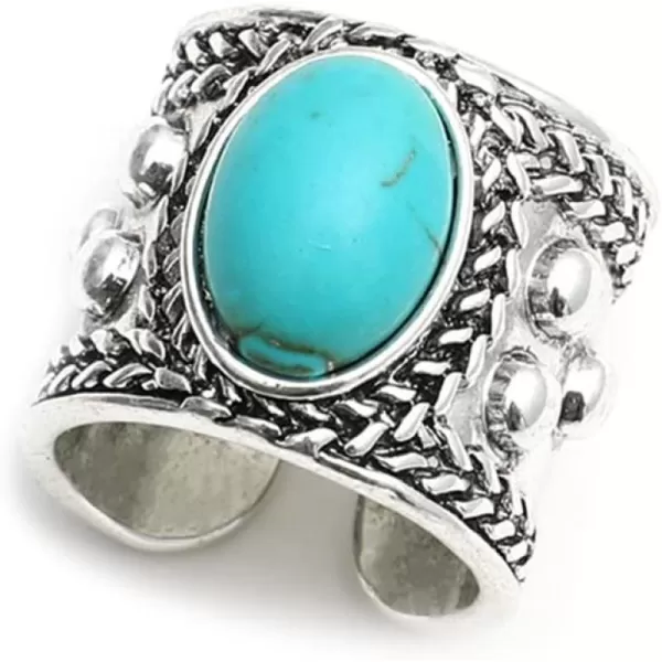 Dtja Turquoise Adjustable Open Wide Band Ring for Women Girls Vintage Boho Ball Bead Blue Stone Knuckle Finger Rings Comfort Fit Bohemian Birthday Christmas Retro Party Jewelry GiftDtja Turquoise Adjustable Open Wide Band Ring for Women Girls Vintage Boho Ball Bead Blue Stone Knuckle Finger Rings Comfort Fit Bohemian Birthday Christmas Retro Party Jewelry Gift