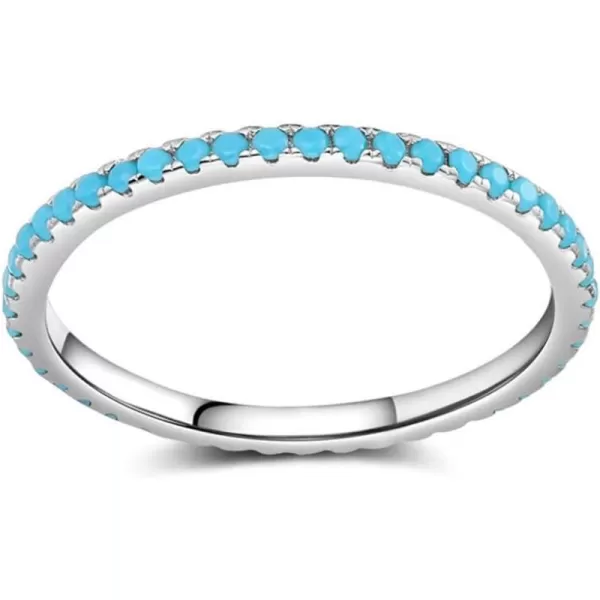 Dtja Turquoise Stackable Ring for Women Girls Boho Blue Stone Stacking Statement Knuckle Band Rings Comfort Fit Simple Retro Wedding Promise Christmas Birthday Jewelry Gift10