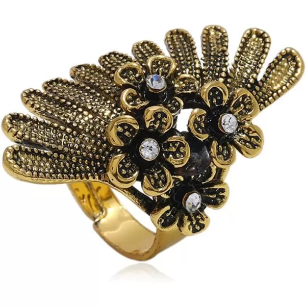 Dtja Vintage CZ Flower Leaf Statement Ring for Women Girls Boho Antique Crystal Beaded Expandable Open Wrap Finger Rings Adjustable Comfort Fit Indian Bollywood Style Y2K JewelryDtja Vintage CZ Flower Leaf Statement Ring for Women Girls Boho Antique Crystal Beaded Expandable Open Wrap Finger Rings Adjustable Comfort Fit Indian Bollywood Style Y2K Jewelry